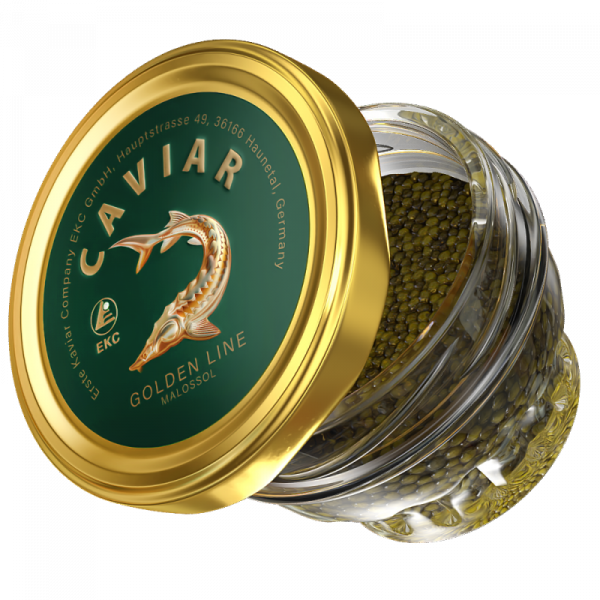 Eršketų ikrai  “GOLDEN LINE”  Malossol  <em>(Acipenser schrenckii x Huso dauricus)</em> 100g